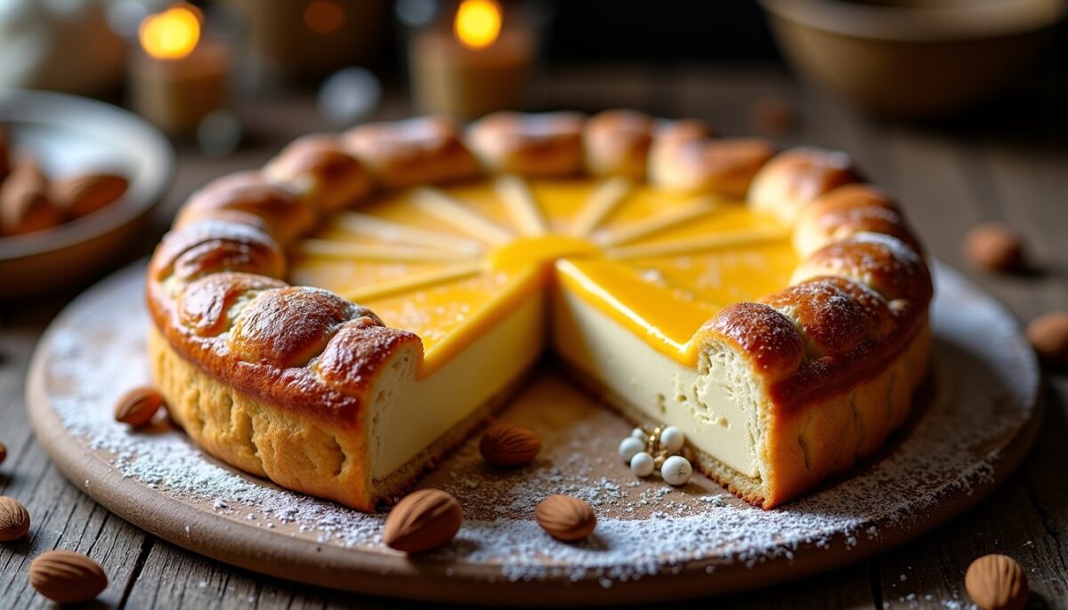 Délice royal : galette des rois alliant frangipane onctueuse et crème pâtissière gourmande