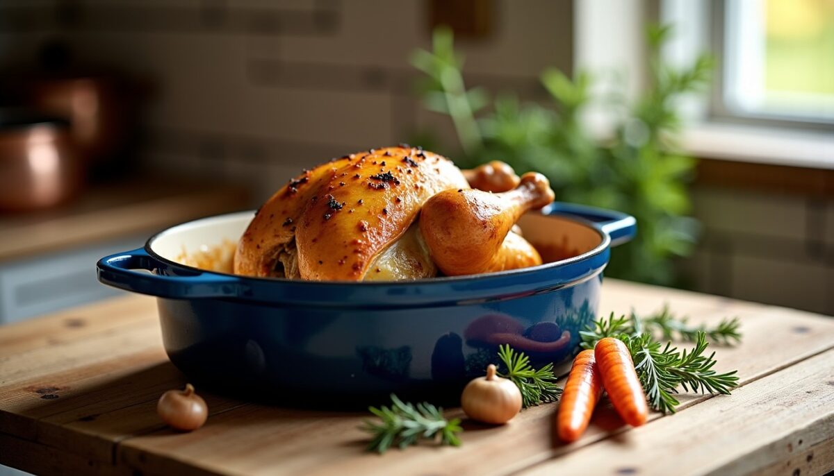 Pintade en cocotte : recette simple pour une chair tendre et savoureuse